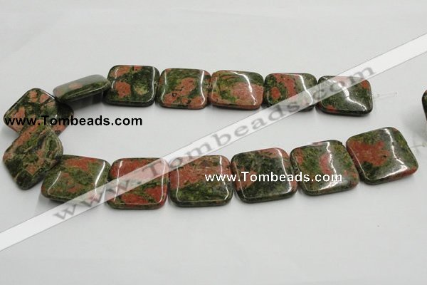 CUG51 16 inches 30*30mm square natural unakite gemstone beads wholesale