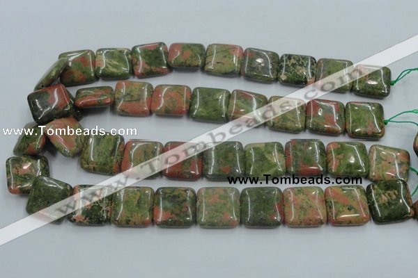 CUG60 16 inches 20*20mm square natural unakite gemstone beads wholesale