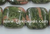 CUG61 16 inches 25*25mm square natural unakite gemstone beads wholesale