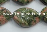 CUG64 16 inches 22*30mm twisted leaf natural unakite beads wholesale