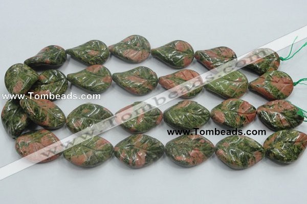CUG64 16 inches 22*30mm twisted leaf natural unakite beads wholesale