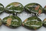 CUG70 15.5 inches 18*25mm flat teardrop unakite gemstone beads