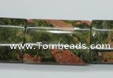 CUG72 15.5 inches 22*30mm flat tube unakite gemstone beads