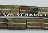 CUJ08 15.5 inches 15*20mm flat tube autumn jasper gemstone beads