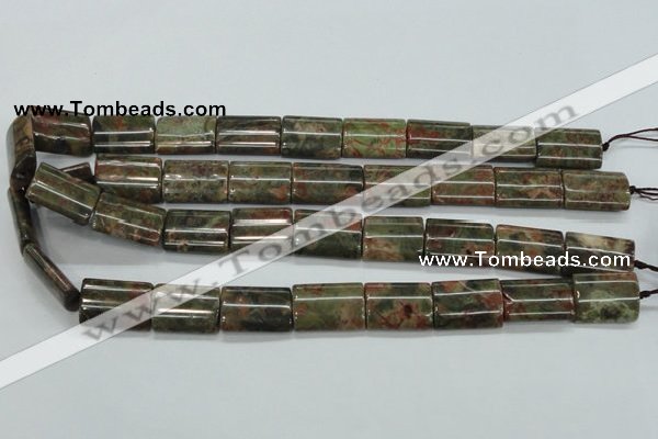 CUJ08 15.5 inches 15*20mm flat tube autumn jasper gemstone beads