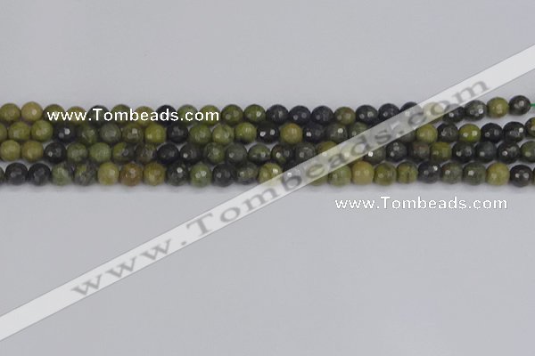 CUJ100 15.5 inches 4mm faceted round African green autumn jasper beads