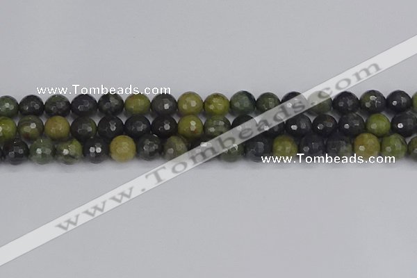 CUJ102 15.5 inches 8mm faceted round African green autumn jasper beads