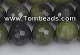 CUJ104 15.5 inches 12mm faceted round African green autumn jasper beads