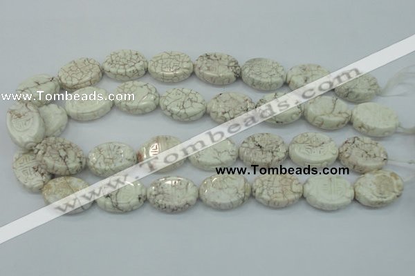 CWB01 15.5 inches 18*25mm carved oval natural white howlite gemstone beads