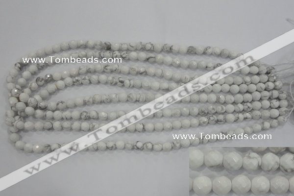 CWB211 15.5 inches 6mm faceted round natural white howlite beads