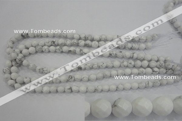 CWB212 15.5 inches 8mm faceted round natural white howlite beads