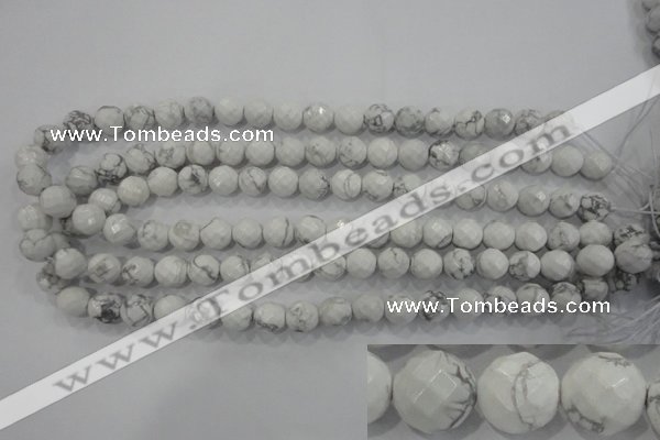 CWB213 15.5 inches 10mm faceted round natural white howlite beads