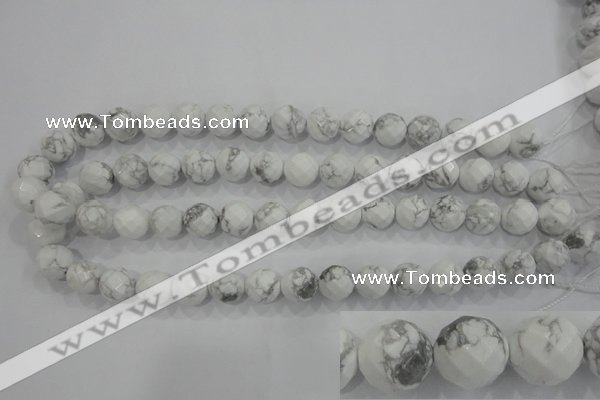 CWB214 15.5 inches 12mm faceted round natural white howlite beads