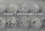 CWB215 15.5 inches 14mm faceted round natural white howlite beads