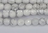 CWB230 15.5 inches 4mm faceted round white howlite beads