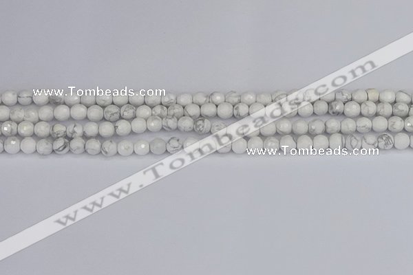 CWB230 15.5 inches 4mm faceted round white howlite beads