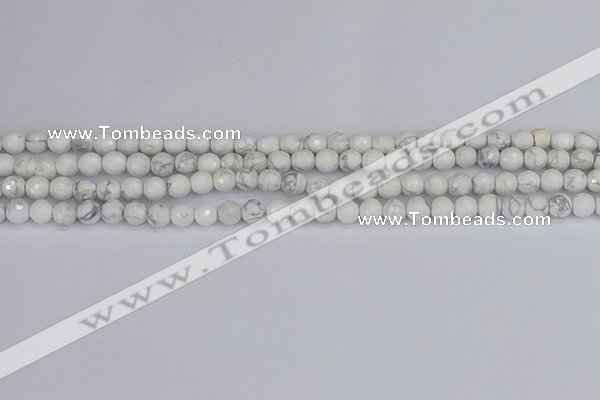 CWB230 15.5 inches 4mm faceted round white howlite beads