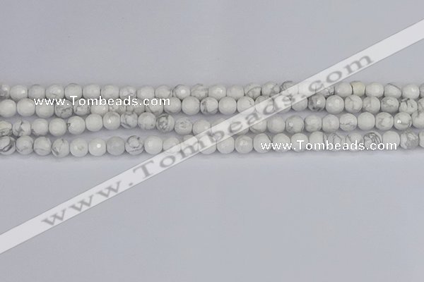 CWB231 15.5 inches 6mm faceted round white howlite beads