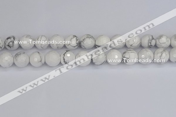 CWB235 15.5 inches 14mm faceted round white howlite beads