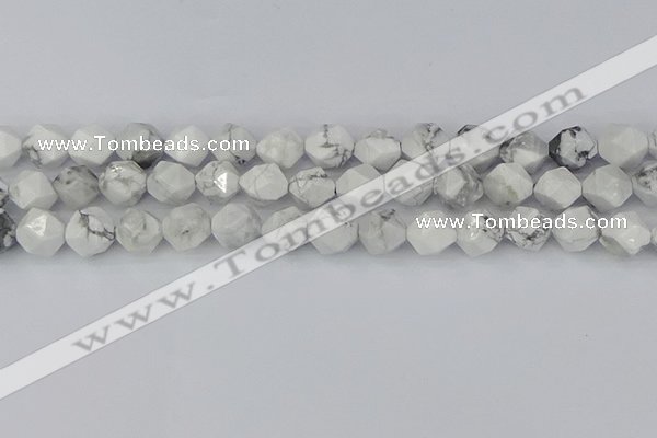 CWB240 15.5 inches 10mm faceted nuggets white howlite beads