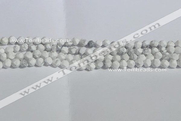 CWB244 15.5 inches 6mm faceted nuggets matte white howlite beads