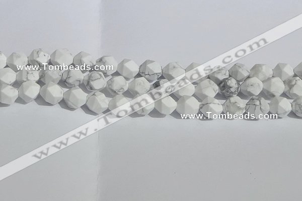 CWB246 15.5 inches 10mm faceted nuggets matte white howlite beads