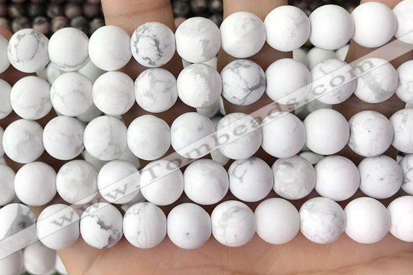 CWB253 15.5 inches 10mm round matte white howlite beads wholesale
