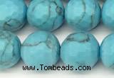 CWB261 15 inches 8mm faceted round howlite turquoise beads