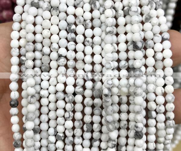 CWB278 15 inches 4mm faceted round white howlite beads