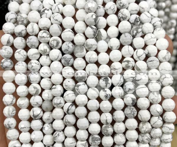 CWB279 15 inches 6mm faceted round white howlite beads