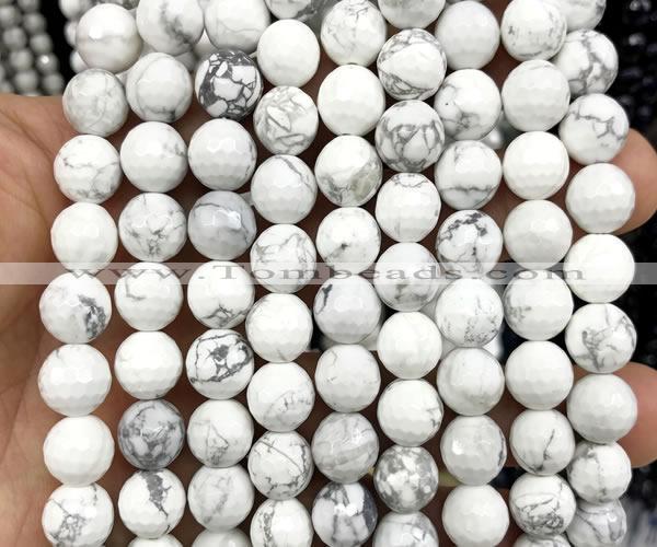 CWB281 15 inches 10mm faceted round white howlite beads