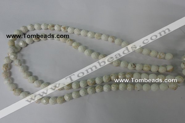 CWB300 15.5 inches 4mm faceted round howlite turquoise beads