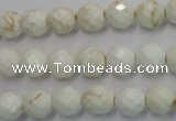 CWB302 15.5 inches 8mm faceted round howlite turquoise beads