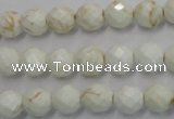 CWB302 15.5 inches 8mm faceted round howlite turquoise beads