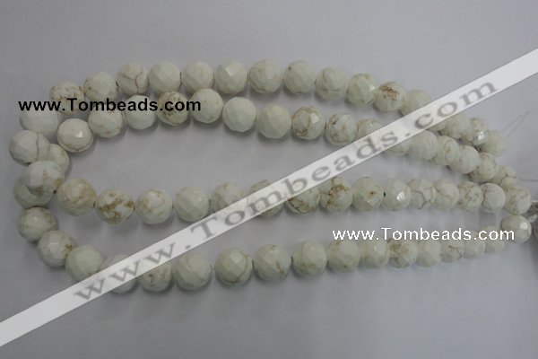 CWB304 15.5 inches 12mm faceted round howlite turquoise beads