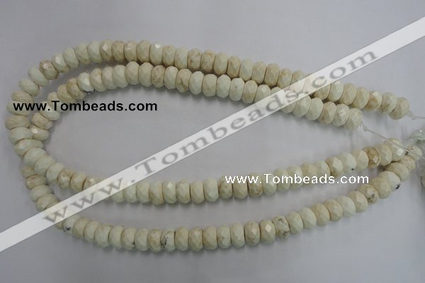 CWB327 15.5 inches 6*10mm faceted rondelle howlite turquoise beads