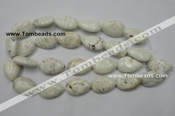 CWB367 15.5 inches 20*30mm flat teardrop howlite turquoise beads