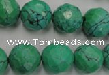 CWB406 15.5 inches 16mm faceted round howlite turquoise beads