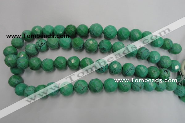 CWB406 15.5 inches 16mm faceted round howlite turquoise beads