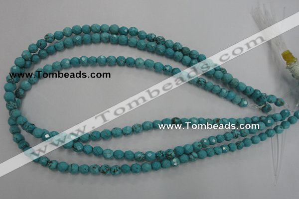 CWB421 15.5 inches 6mm faceted round howlite turquoise beads