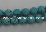 CWB422 15.5 inches 8mm faceted round howlite turquoise beads