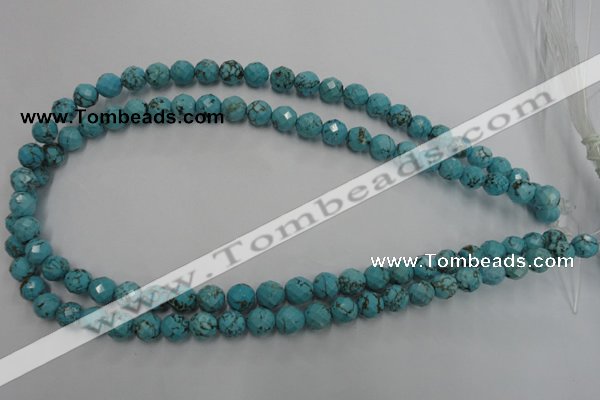 CWB422 15.5 inches 8mm faceted round howlite turquoise beads