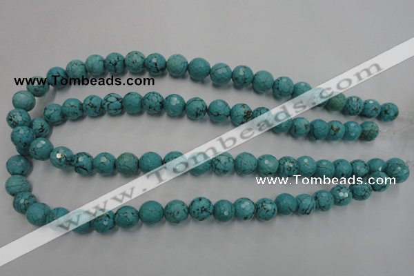 CWB423 15.5 inches 10mm faceted round howlite turquoise beads