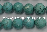 CWB424 15.5 inches 12mm faceted round howlite turquoise beads