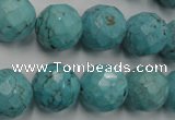 CWB425 15.5 inches 14mm faceted round howlite turquoise beads
