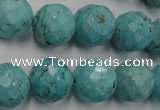 CWB425 15.5 inches 14mm faceted round howlite turquoise beads