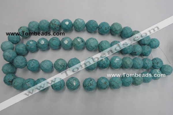 CWB425 15.5 inches 14mm faceted round howlite turquoise beads