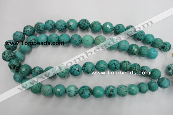 CWB426 15.5 inches 14mm faceted round howlite turquoise beads