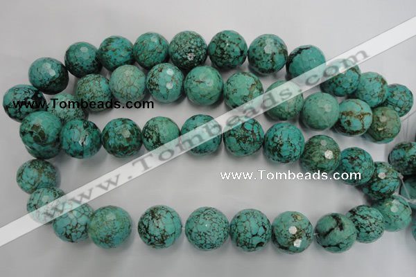 CWB428 15.5 inches 18mm faceted round howlite turquoise beads