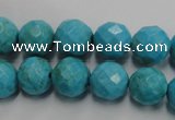 CWB434 15.5 inches 12mm faceted round howlite turquoise beads